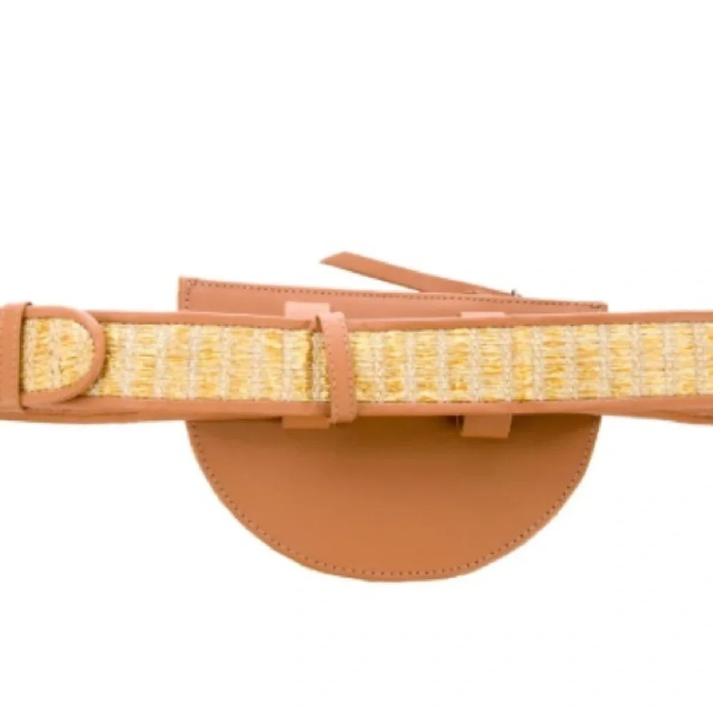 POOLSIDE Metallic Raffia Belt Bag brand new with tags